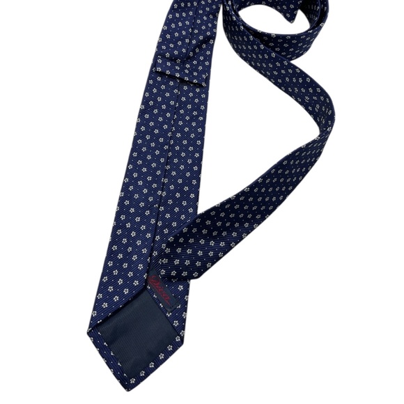 DIVA Navy/White Floral Polka Dot Silk LUXURY Tie ITALY - Picture 2 of 4